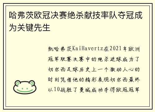 哈弗茨欧冠决赛绝杀献技率队夺冠成为关键先生 哈弗茨欧冠决赛绝杀献技率队夺冠成为关键先生